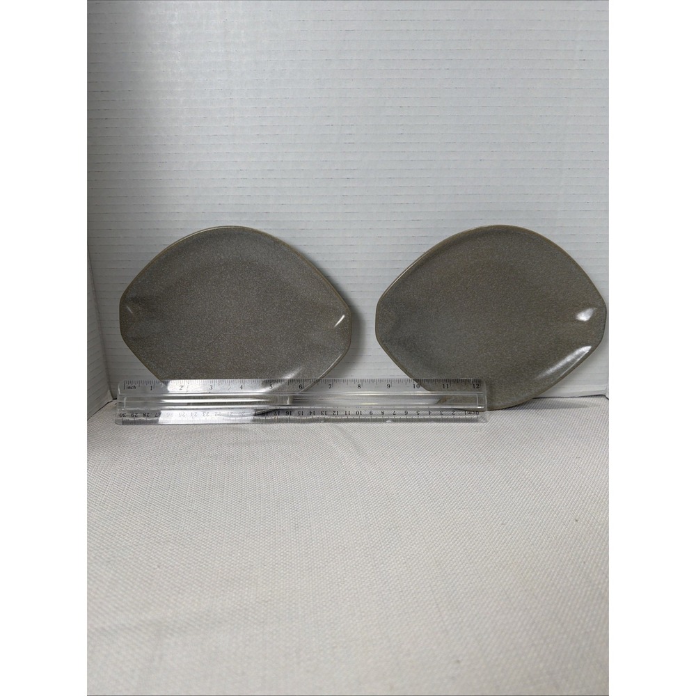 Vintage MCM 2 Roseville Pottery Raymor 7.75" Bread/Dessert Plate Grey